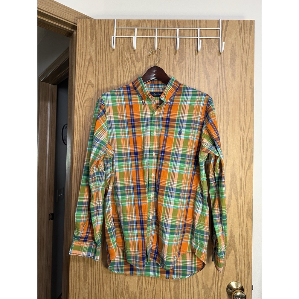 Vintage Ralph Lauren Men's Classic Fit Multicolored Button Up Dress Shirt Size L
